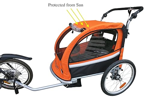 Booyah Strollers Double Child Baby Bike Bicycle Trailer, Jogger, Stroller with Suspension (Green) - Jamouz