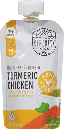 Serenity Kids Bone Broth Puree Made with Organic Veggies - Clean Label Project Purity Award Certified - 3.5 Ounce BPA-Free Pouch - Free Range Turkey Bolognese - 6 Count - Baby Food Turkey Bone Broth - Jamouz