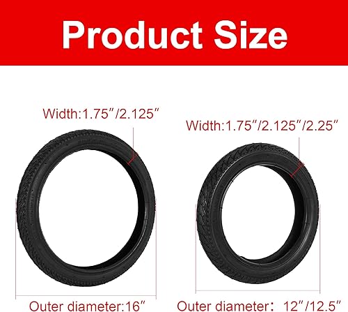 16' Back and 12' Front (2+1) Wheel Replacement Inner Tubes,Stroller Tire Tube Replacement for Compatible with Revolution SE/Pro/Flex/SU(Rear 16×1.75/2.125, Front 12/12.5×1.75/2.25) - Jamouz