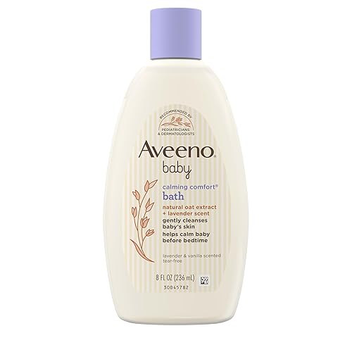 Aveeno Baby Calming Comfort Bath with Relaxing Lavender & Vanilla Scents, Hypoallergenic & Tear-Free Formula, Paraben- & Phthalate-Free, 18 Fl Oz (Pack of 1) - Jamouz