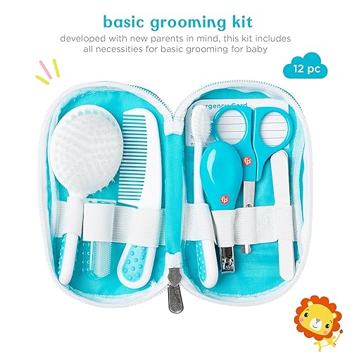 Smart Care Fisher-Price 12-Piece Baby Grooming Kit, Newborn Essentials, Baby Gift Set, Includes Baby Nail Kit, Baby Oral Care, Baby Hair Brush, Baby Comb - Jamouz