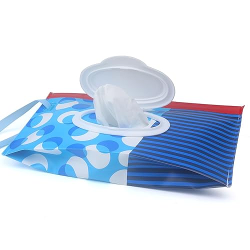 Baby Wipe Dispenser,Portable Refillable Wipe Holder Wipe Dispenser Bag Reusable Travel Wet Wipe Pouch (blue purple) - Jamouz