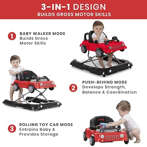 Jeep Classic Wrangler 3-in-1 Grow with Me Walker by Delta Children, Red - Jamouz