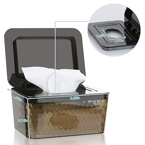 Wipes Dispenser, One-Handed Operation Wipe Holder for Baby & Adult, Seal-Designed Wipes Container for Bathroom Keep Diaper Wipes Fresh (Brown) - Jamouz