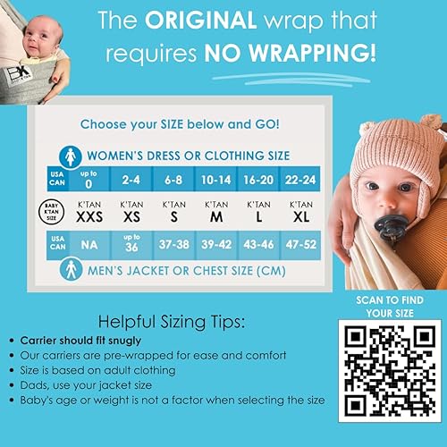 Breeze Baby K'tan Baby Carrier, #1 Easy Pre-Wrapped Baby Sling Gift | Breathable 100% Cotton Mesh | Hands Free Wrap for Infants | No Rings Or Buckles | Newborn to Toddler up to 35lb (See Size Chart) - Jamouz