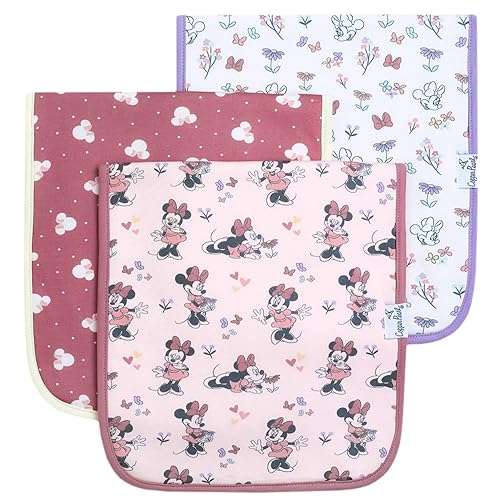 Baby Burp Cloth Large 21''x10'' Size Premium Absorbent Triple Layer 3-Pack Gift Set 'Minnie Mouse' by Copper Pearl - Jamouz