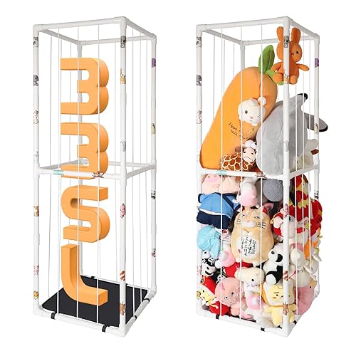 Extra Large Stuffed Animal Storage for Corner Organizer,Premium PVC Material with Elastic Cord Hold Up to 150 Plush Toys,Stuffed Zoo Animal Holder and Collection for Playroom-Birthday Gift for Nursery - Jamouz