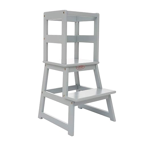 SDADI Kids Kitchen Step Stool Holds up to 150 Pounds with Safety Rail, White - Jamouz