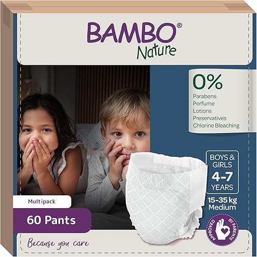 Bambo Nature Premium Dreamy Night Pants, Pull Up Pants, Eco-Labeled Night Time Diapers, Secure, Comfortable, Skin Friendly : Children Aged 4-7 Years, 10 Count - Jamouz