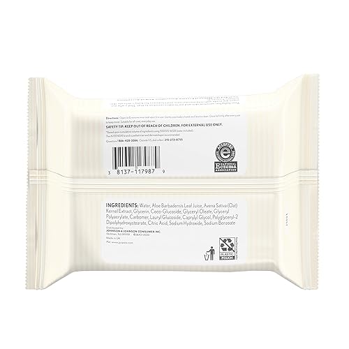 Aveeno Baby Hand & Face Cleansing & Moisturizing Wipes with Oat Extract and Aloe, Fragrance-Free Wipes for Sensitive Skin, Free of Sulfates, Alcohol, Parabens, and Dyes, 25 ct (Pack of 4) - Jamouz