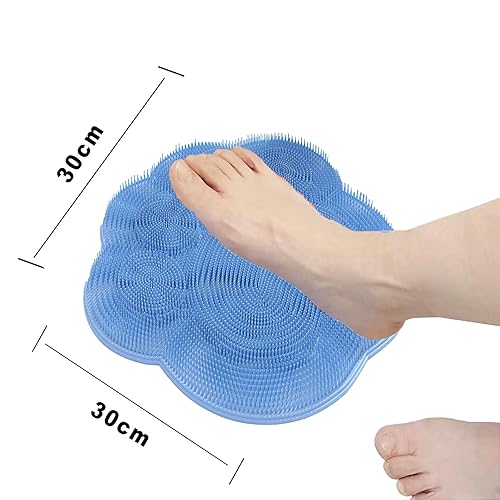 Shower Foot Scrubber,Shower Back Scrubber with Hook,Foot Washer with Suction Cups,Massager Cleaner Wash Brush(Blue) - Jamouz