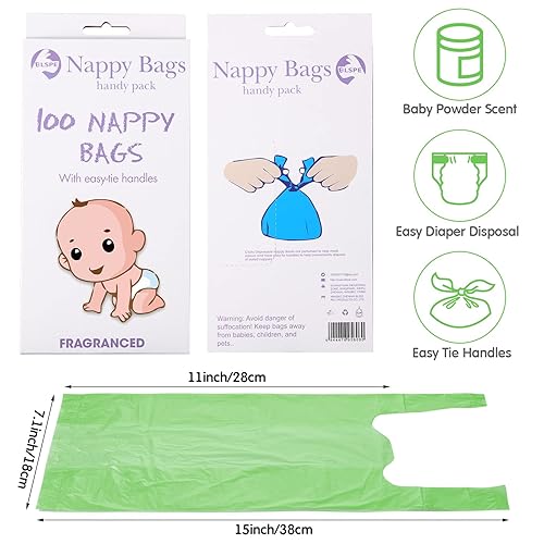 1600 Count Baby Disposable Diaper Bags Scented Diaper Sacks with Tie Handle Disposal Trash Sacks Baby Poop Waste Bag Refill(Green) - Jamouz