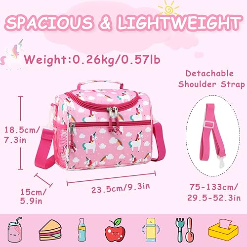 RAVUO Lunch Box Bag for Boys, Reusable Insulated Cute Thermal Meal Tote Kit for Toddler with Detachable Shoulder Strap for Daycare School Dinosaurs - Jamouz