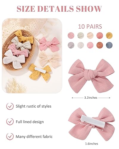20pcs Baby Girl Hair Bows Clips Fully Lined Barrettes Hair Accessories for Little Girls Toddler Kids Teens - Jamouz