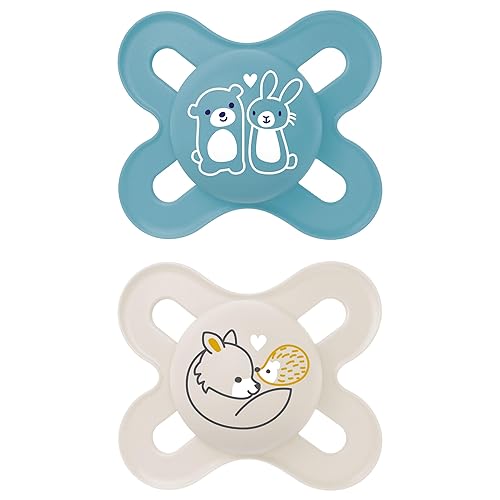 MAM Original Start Matte Newborn Baby Pacifier, Best Pacifier for Breastfed Babies, Boy, 0-3 Months (Pack of 4) - Jamouz