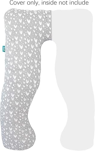 Pregnancy Pillow Cover U-Shaped, Super Soft Replacement Cover Fits Most 55/57 Inch Maternity Pillow, Full Body Pregnancy Pillow Case, Universal Fit, Grey Hearts Print - Jamouz
