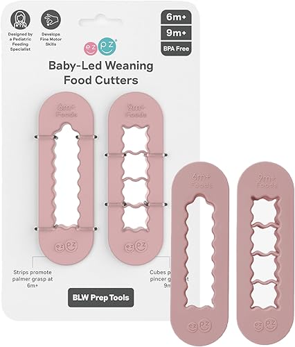 ezpz Baby Led Weaning Food Cutters | 2 Pack | For Ages 6 Months to 9 Months + (Pewter) - Jamouz