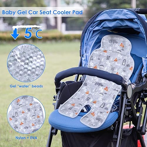 Baby Car Seat Cooler Pad Summer Chair Ice Cushion Baby Car Seat Cooler Pad Carseat and Stroller Cooling Pad for Stroller High Chair 26.8in * 13in - Jamouz