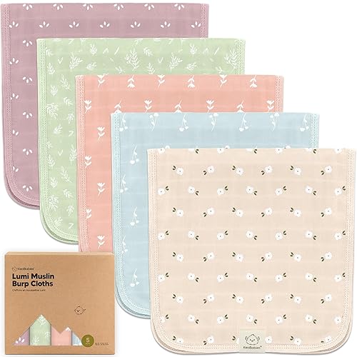 5-Pack Muslin Burp Cloths for Baby Boys, Girls - Baby Burp Cloths Neutral, Soft and Absorbent Burp Clothes, Burping Cloths for Babies, Burp Rags, Baby Girl & Boy Burp Cloth, Baby Essentials (Corals) - Jamouz