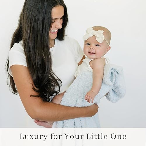 SARANONI Bamboni Luxury Baby Blanket | Plush Blanket for Infant Boys & Girls | Receiving Blanket 30” x 40” | Sky Blue - Jamouz