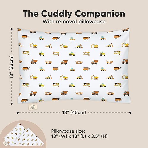 Toddler Pillow with Pillowcase - 13x18 My Little Cuddly Pillow, Viscose Derived From Bamboo Nursery Toddler Pillows for Sleeping,Kids Pillow,Small Travel Pillows,Mini Toddler Bed Pillow (Meadow) - Jamouz