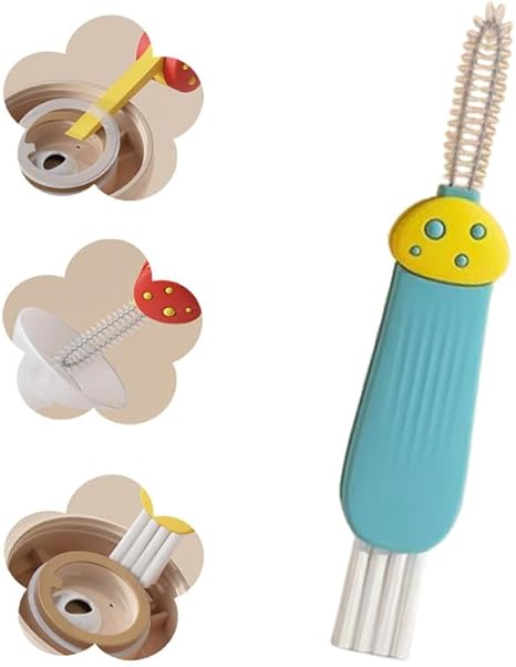 3 in 1 Cup Lid Cleaning Brush, 2024 New Portable Crevice Cleaning Brush Set for Baby Bottle Gap Tight Spaces Cup, Rotatable Cup Lid Cleaner Cup Mouth Scrubber - Jamouz