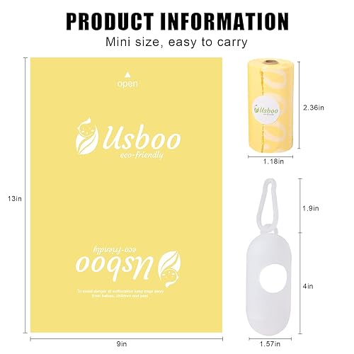 Baby Disposable Diaper Bags, Waste Bags 8 Refill Rolls/120 Bags with Dispenser, Convenient and Quick Diaper Disposal, Unscented - Jamouz