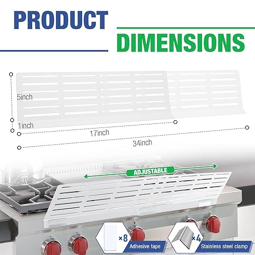 Adjustable Child Safety Stove Guard - Heavy-Duty Heat- Resistant Child Proof Stove Guard That Protects from Burns and Scalds 17”-34” - Jamouz