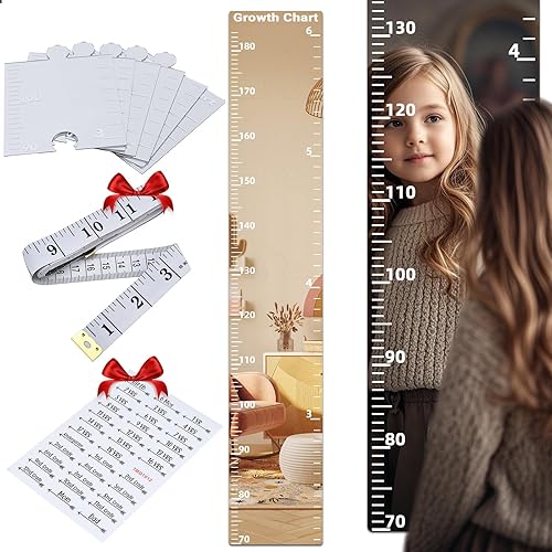 Growth Chart Mirror, Growth Chart Mirror for Wall, Puzzle Mirror Growth Chart, Mirror Growth Chart for Wall, Foldable Height Measuring Mirror, Wall Decor - Jamouz