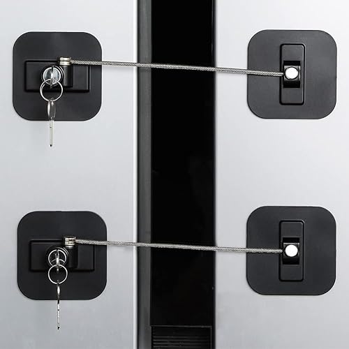 Fridge Lock,2 Pack Refrigerator Locks with Keys,Freezer Lock and Child Safety Cabinet Lock,Black Fridge Lock - Jamouz