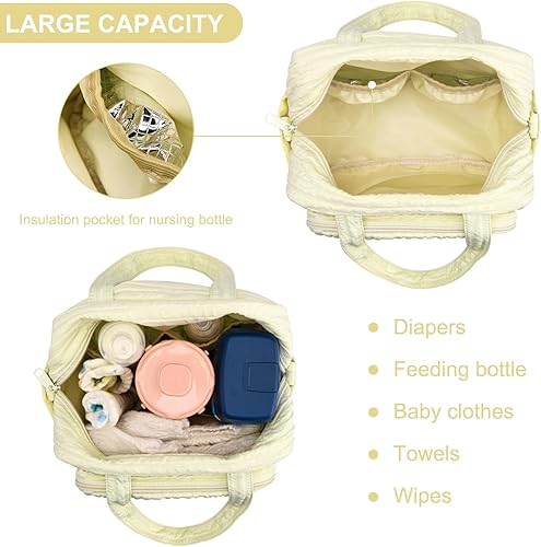 Lushandy Baby Diaper Bag Tote, Cute Mommy Nappy Crossbody Travel Tote, Multifunction Storage Bag - Jamouz