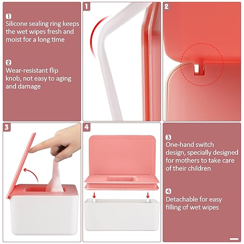 Diaper Wipes Dispenser Wipes Holder, Wipes Tissue Case Keeps Wipes Fresh Tissue Wipes Container with Lid (Blue) - Jamouz