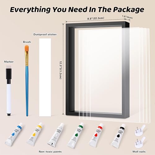 Family Handprint Kit, DIY Craft Keepsake Frame, Baby Hand Print Kits, Family Gifts for New Mom, New Parents, Grandparents, Father's Day, Mother's Day, Anniversary, 6 Non -Toxic Paints (White) - Jamouz