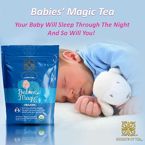 Secrets of Tea Baby Colic Babies' Magic Tea – Organic, Natural, Safe – Calming & Soothing Relief for Baby Acid Reflux, Gas, Colic – Your Baby Will Sleep Thru The Night Guaranteed–100 Count(5 Pack) - Jamouz