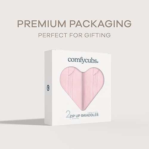 Comfy Cubs Swaddle Blanket Baby Girl Boy Easy Zipper Wrap 2 Pack Newborn Infant Sleep Sack (Small 0-3 Months, Blush, Mauve) - Jamouz