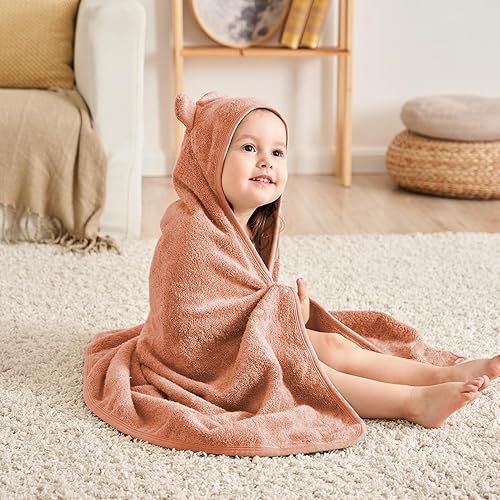 Toddler Bath Towel - Viscose from Bamboo & Cotton Blend for Delicate Skin - Super Soft Thick 600GSM - Ideal Toddler Boy and Girl Bath Essentials 35'x35' Bath Towel - Baby Towel with Hood - Jamouz