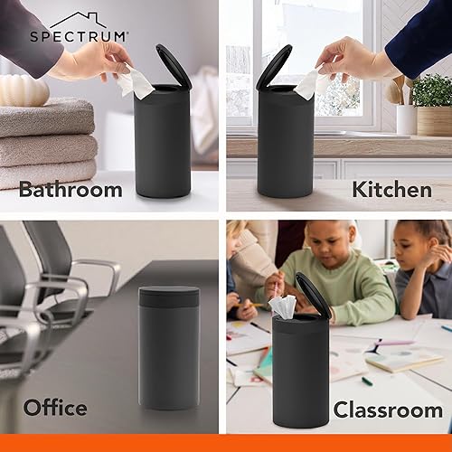 Spectrum Disinfecting Wipes Container with Push Button Lid - Refillable Dispenser for Bathroom, Kitchen, Classroom, Countertop, & Home - Stainless Steel & Rust-Resistant Disinfectant Wipes Holder - Jamouz