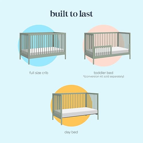 DaVinci Birdie 3-in-1 Convertible Baby Crib - GREENGUARD Gold Certified Crib - Convertible Crib to Toddler Bed and Daybed - Baby Bed w/ 4 Adjustable Heights - Easy to Assemble Wooden Crib - Honey - Jamouz
