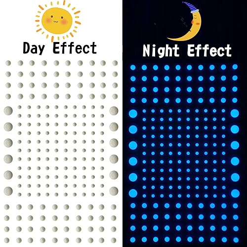 808 PCS Glow in The Dark Stars for Ceiling, Glowing Wall Decals Decor Stickers,(404 Pcs Green and 404 Sky Blue) 3D Adhesive Dots Decor Starry Sky Decor for Kids Bedroom or Birthday Gift - Jamouz