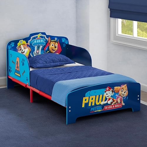 Delta Children - Nick Jr. PAW Patrol Wood and Metal Toddler Bed, Blue - Jamouz