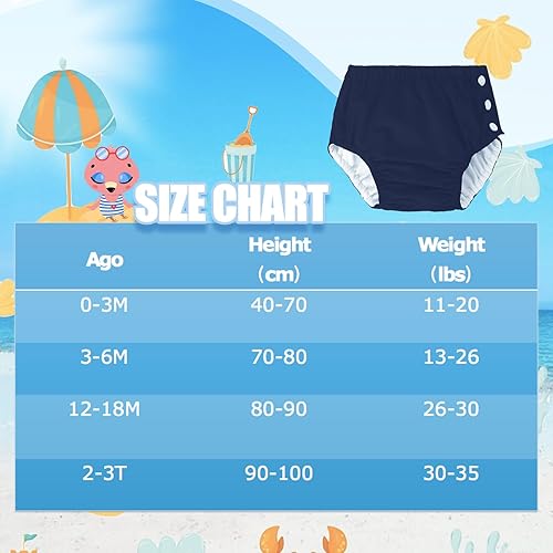 Baby Newborn Reusable Swim Diapers Washable Toddler Swim Diaper Unisex Infant Swimming Diapers Hot Pink, 6-18 Months - Jamouz