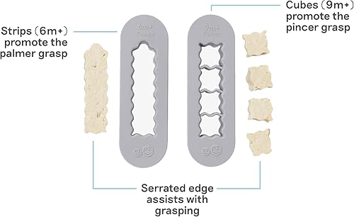 ezpz Baby Led Weaning Food Cutters | 2 Pack | For Ages 6 Months to 9 Months + (Pewter) - Jamouz