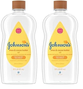 Johnson's Baby Oil, Mineral Oil Enriched with Shea & Cocoa Butter to Prevent Moisture Loss, Hypoallergenic, 20 fl. oz - Jamouz