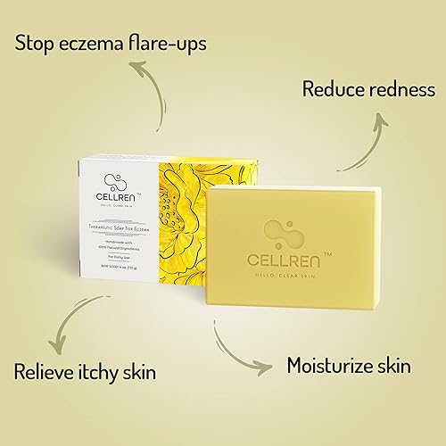 CellRen Eczema Soap Bar. Natural Relief for Eczema. Safe For Adults, Kids, and Babies. Extra Skin-Calming Formula. 4oz - Jamouz