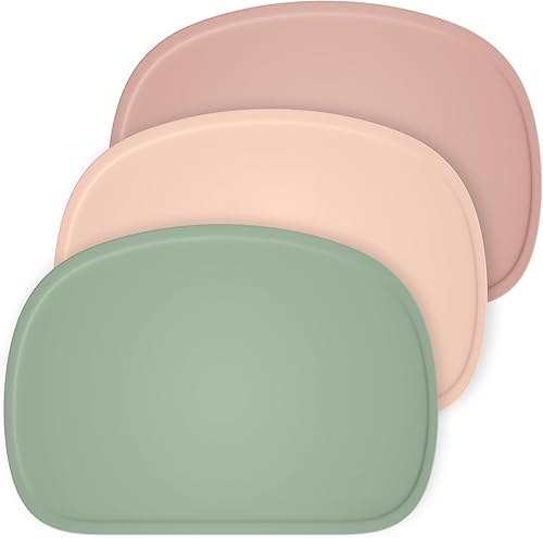 Cuddle Campus Set of 3 Silicone Placemats with Raised Edges for Kids,Toddlers,Babies, Non-Slip Dinning Table Mat, Baby Eating Mat, Food Mat - Jamouz