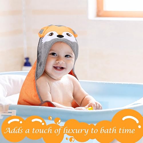 Toddler Bath Towel - Viscose from Bamboo & Cotton Blend for Delicate Skin - Super Soft Thick 600GSM - Ideal Toddler Boy and Girl Bath Essentials 35'x35' Bath Towel - Baby Towel with Hood - Jamouz