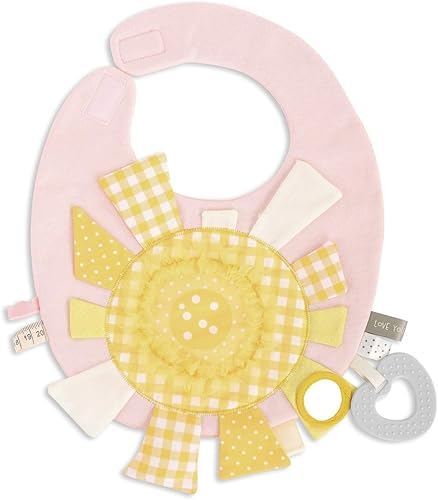 DEMDACO Mommy & Me 11.5 x 10 Inch Textured Fabric, Tactile, Teething Ring, Feeding, Activity Bib - Jamouz