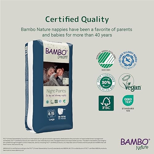 Bambo Nature Premium Dreamy Night Pants, Pull Up Pants, Eco-Labeled Night Time Diapers, Secure, Comfortable, Skin Friendly : Children Aged 4-7 Years, 10 Count - Jamouz