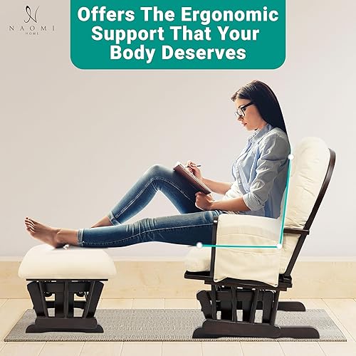 Brisbane Nursery Glider & Ottoman Sets, Glider Recliner Nursery Rocking Chair, Nursery Glider Rocker with Ottoman, Reclining Gliders & Chairs for Breastfeeding, Maternity, Napping, Espresso/Cream - Jamouz