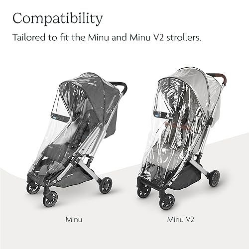 UPPAbaby Minu and Minu V2 Rain Shield/Waterproof and Windproof Coverage/Ventilated Design/Quick Attachment/Easy Access to Child - Jamouz